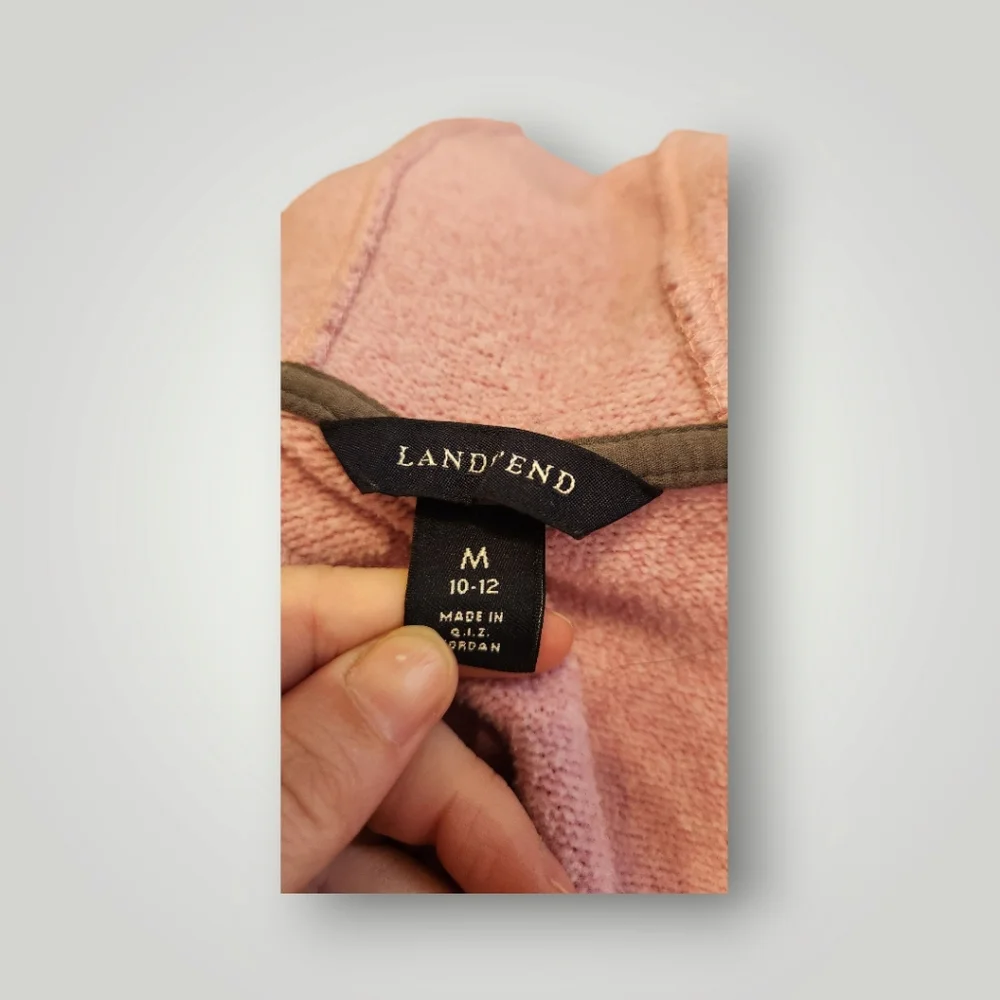 Lands' End Pink Sweater jacket Youth Sizs m 10 12
